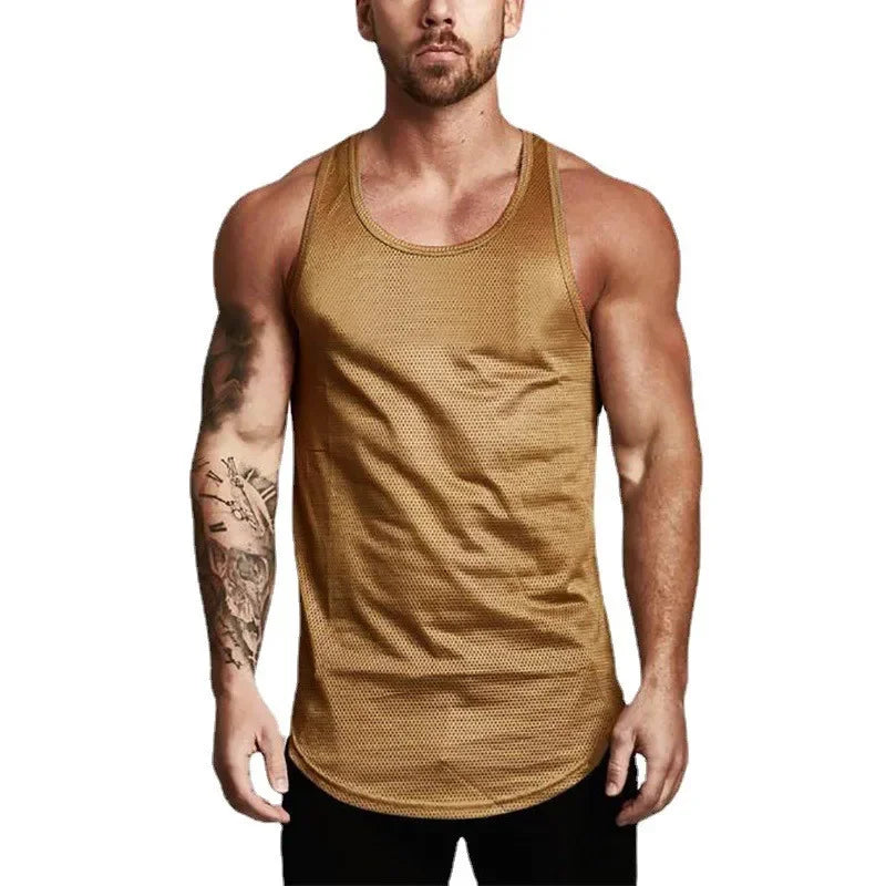Men's Mesh Slim Fit Tank Top - Breathable Quick Dry Gym Shirt
