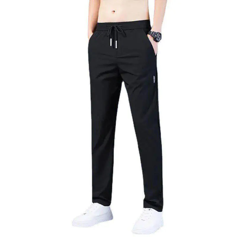 Summer Casual Ice Silk Pants Men's Trendy Large Size Long Trousers Korean Style Thin Straight Loose Sports Pants Quick Dry