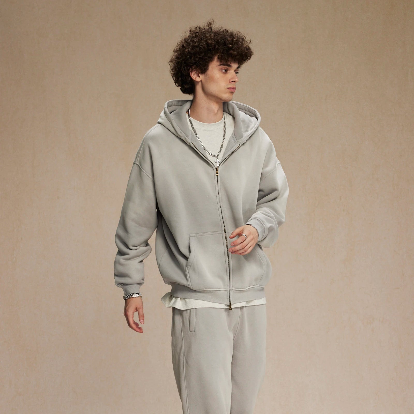Men'S Zip Up Hoodies Tie Dye Washed Double Oversize Cardigan Sweatshirt Loose Plus Plush Gradient Man Hooded Pullovers Winter