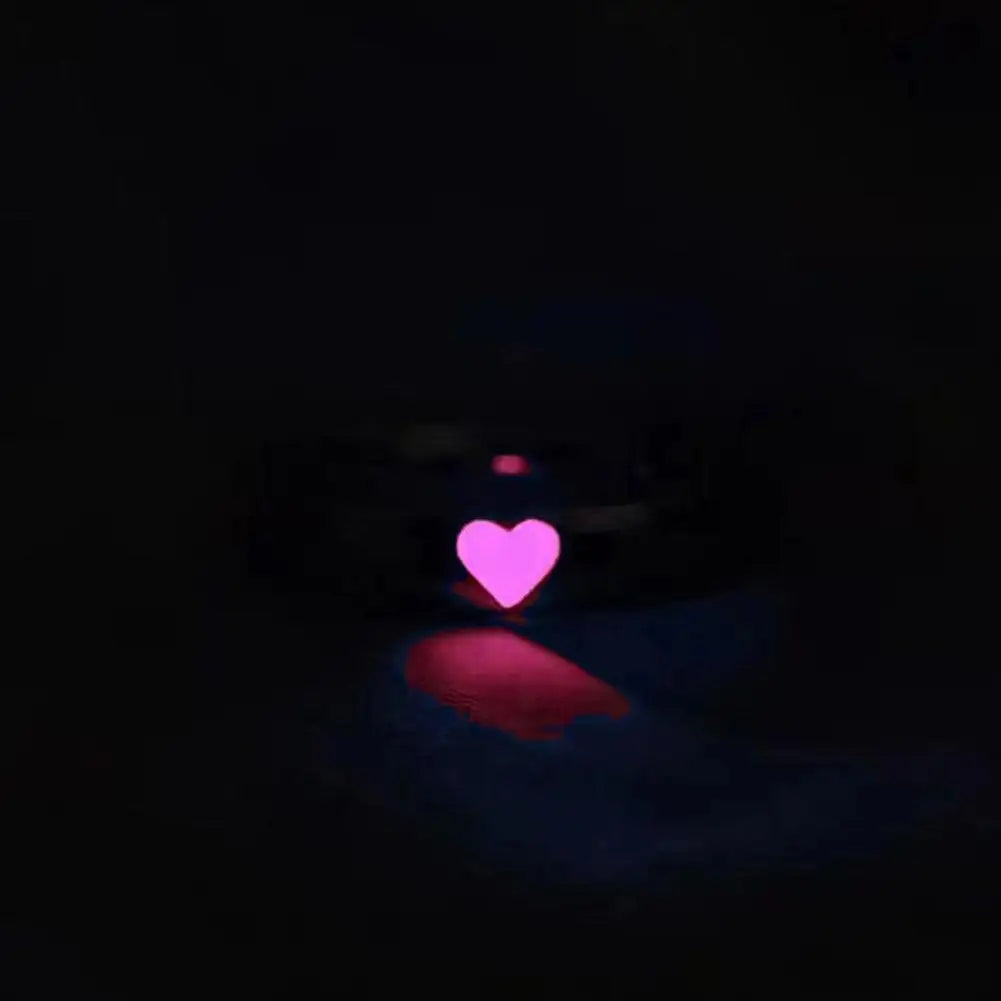 Adjustable Punk Noctilucent Cute Star Heart Love Rings Luminous Glow In The Dark for Men Women Lover Gifts Halloween Party