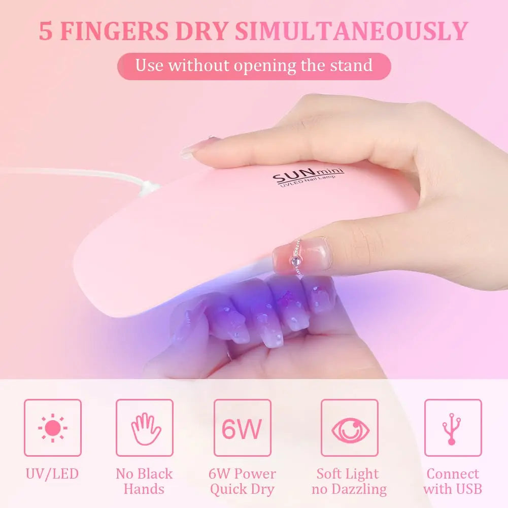 LINMANDA Mini Nail Dryer Lamp 6W LED UV Portable Nail Dryer Curing Lamp Light for Gel Based Polish with 45s/60s Timer Setting