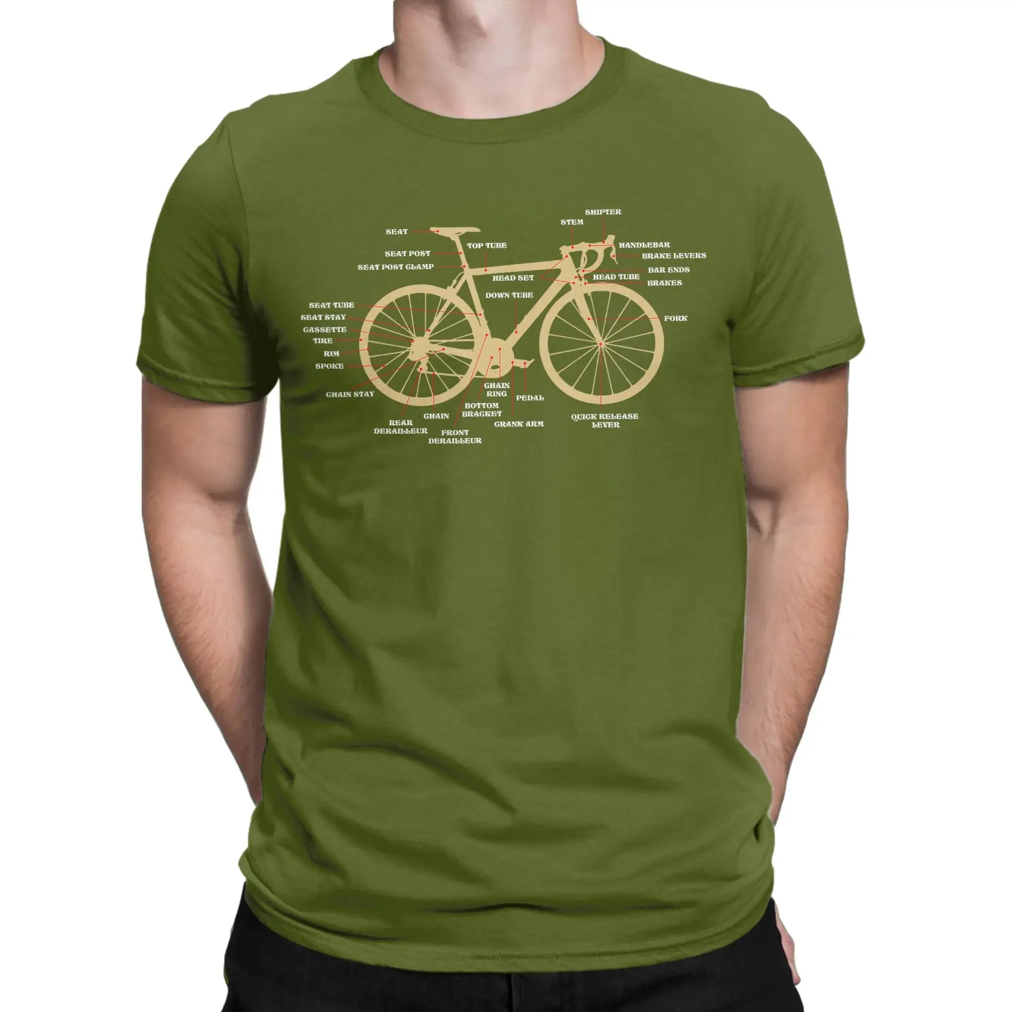 Casual T Shirt Summer Bicycle Cycling Anatomy Road Bike Parts Biking Cyclist Fashion T-Shirts for Men Short Sleeve Clothes