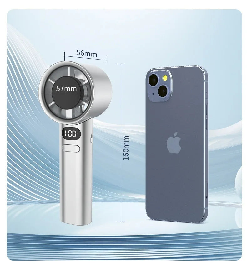 HOMEFISH Portable Handheld Fan USB Rechargeable High-Speed Electric Cooling Fan for Personal Use