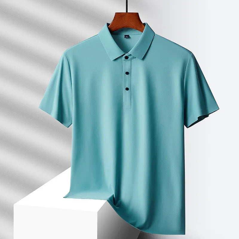 Men's Ice Silk Polo Shirt - Quick-Dry Loose Fit Short Sleeve