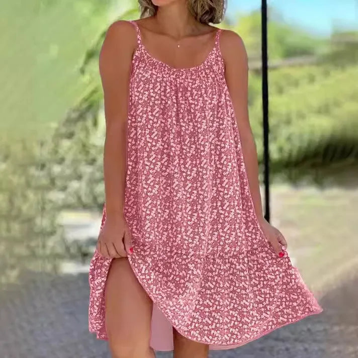 Summer 2026 New Wish Countryside Style Maxi Dress with Strapless Vest Floral Print Loose Waist Polyester Material Girls Skirt