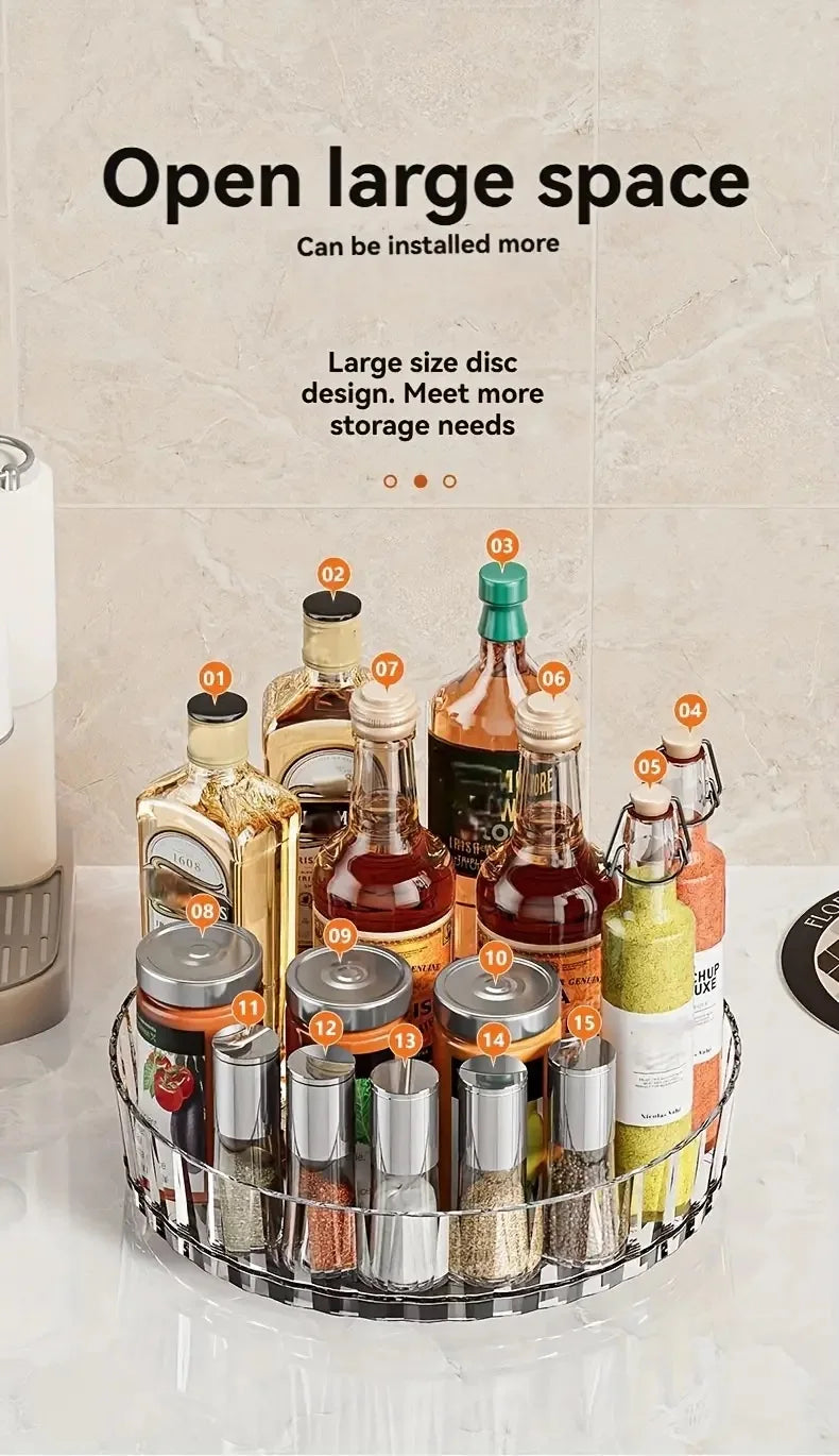 360° Rotating Spice Rack Organizer - 21x4cm Countertop Storage Box