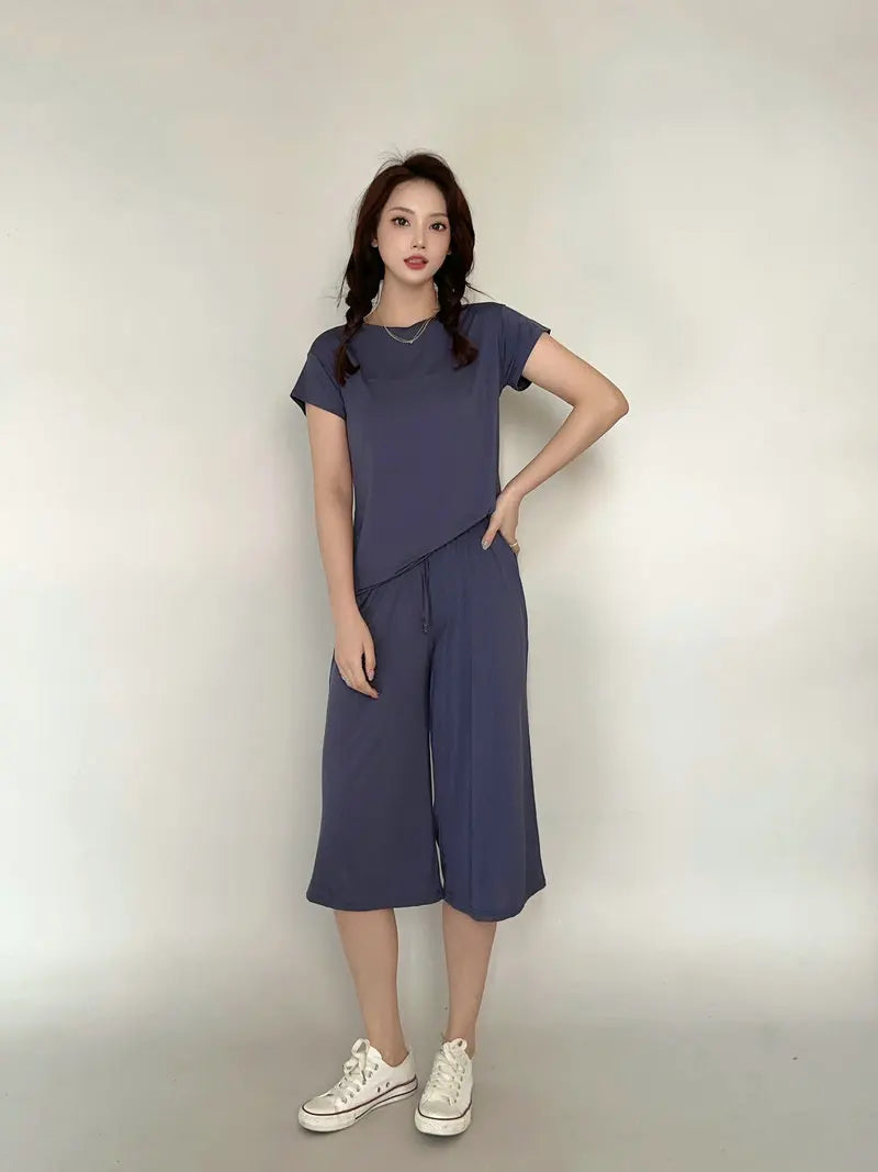 Women's Modal Wide Leg Lounge Shorts - High Waist Loose Fit Casual