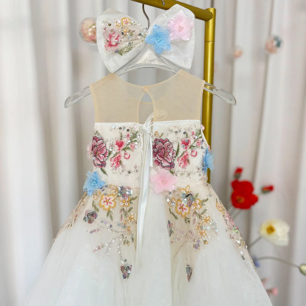 Dreamy Vow J292B Flower Baby Girl Elegant Princess Dress Beaded White Party Birthday Gowns