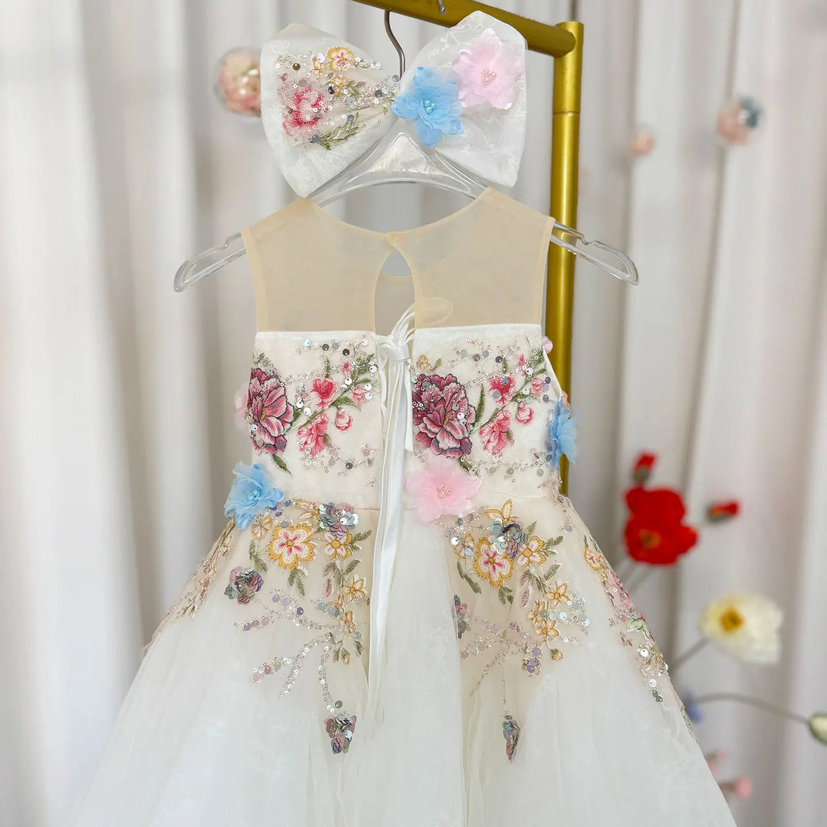 Dreamy Vow J292B Flower Baby Girl Elegant Princess Dress Beaded White Party Birthday Gowns