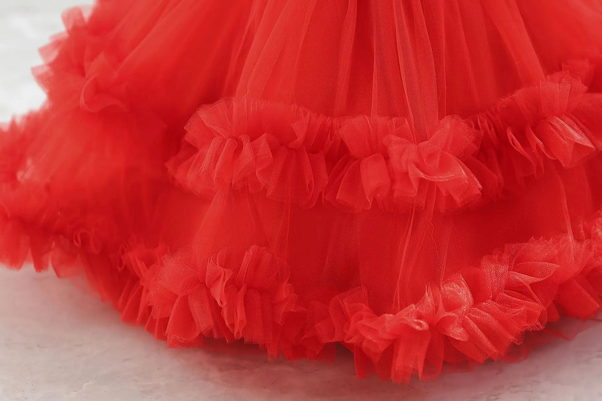 HETISO Girls Princess Flower Dress Tutu Sleeve Baby Toddler Children's Birthday Party Ball Gown for 0-5 Years