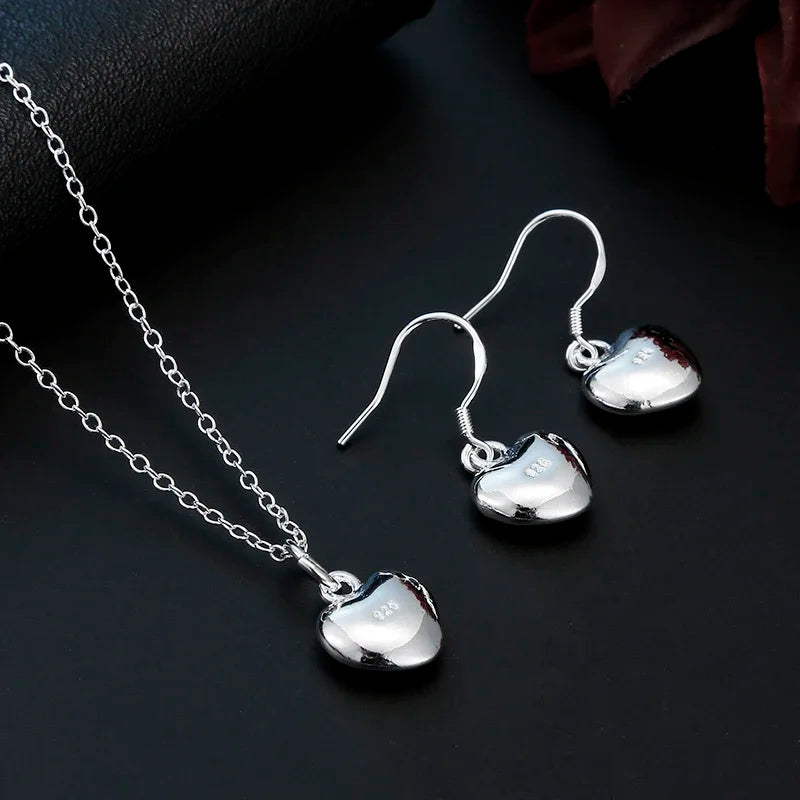 Charms 925 Sterling Silver Wedding Jewelry Set For Women Pendant Necklace And Earrings Top Quality