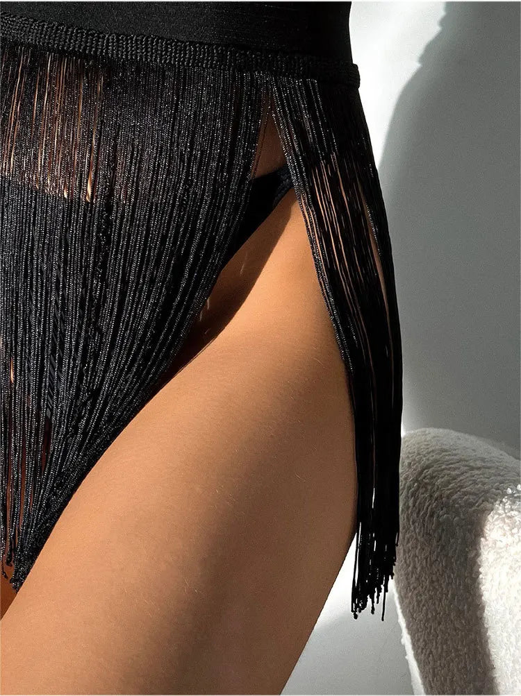 Women's Fringed Mini Beach Skirt – Slim Fit Swimsuit Cover-Up for Resort & Pool