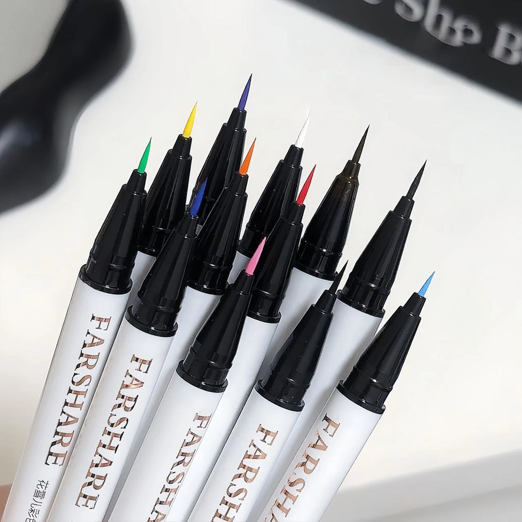 Ultra-thin Waterproof Eye Liner Matte Berry Red Liquid Eyeliner Black White Eyeliner Pen Easy To Color Colorful Lying Silkworm