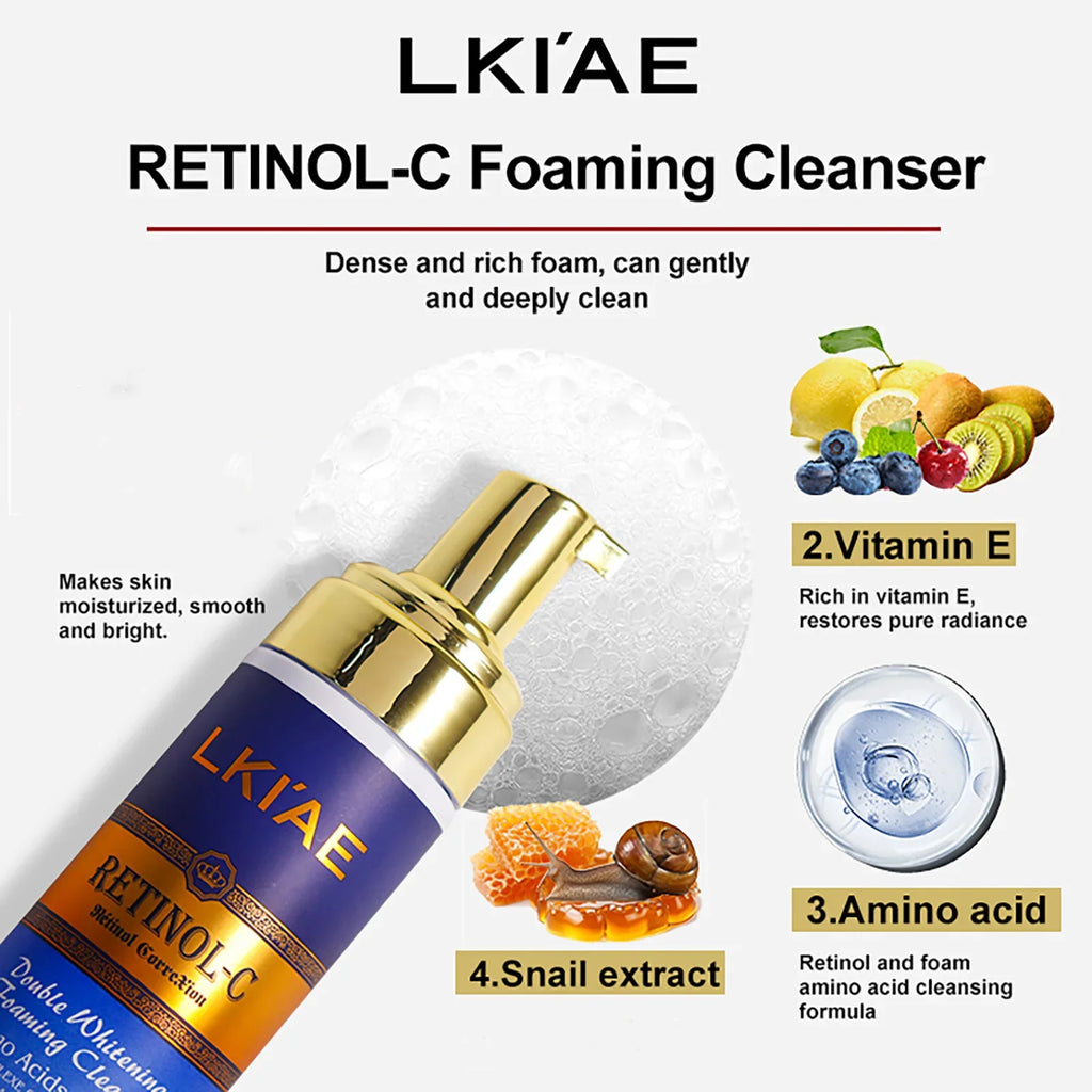 LKIAE Advanced Retinol Double Whitening Skin Care Set, Deeply Moisturizing, Clean Skin, Reduce Wrinkles, Stains, Dark Spots