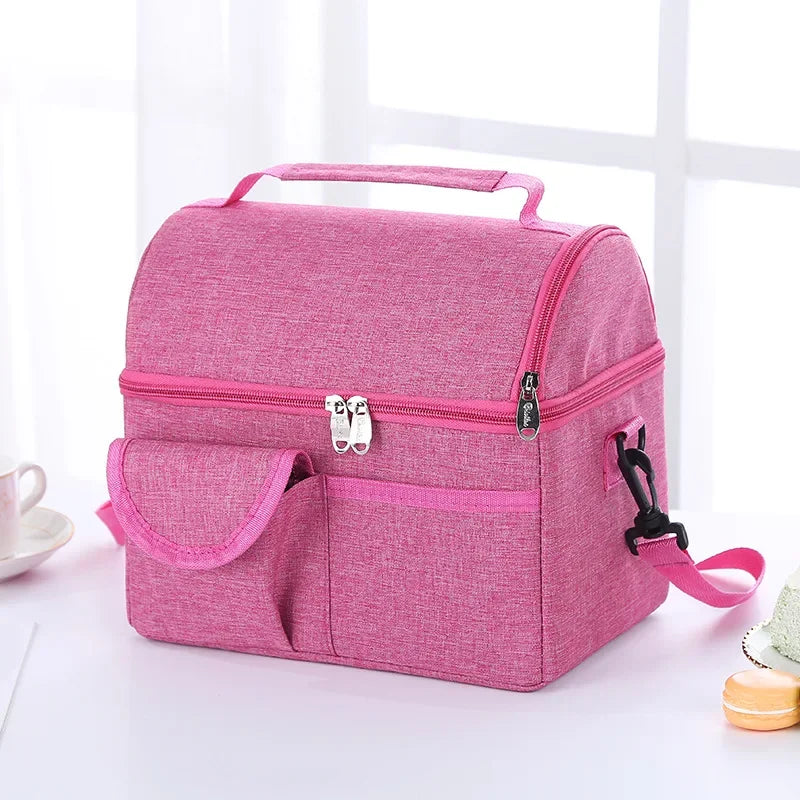 Bolsa de almuerzo reutilizable térmica aislada para mujeres y hombres, multifuncional, 8L, nevera y calentador, fiambrera a prueba de fugas e impermeable