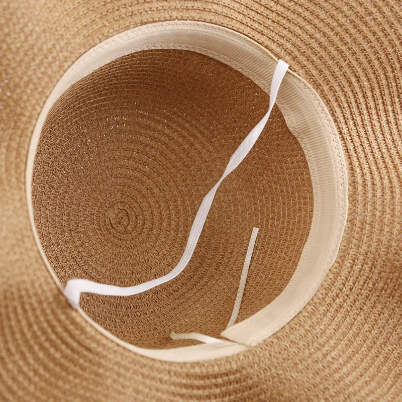 Summer New Children's Sun Hat Kids Wave Large Brimmed Straw Hat and Bag Sets Girls Sunscreen Beach Hats Baby Hand-knitted Cap