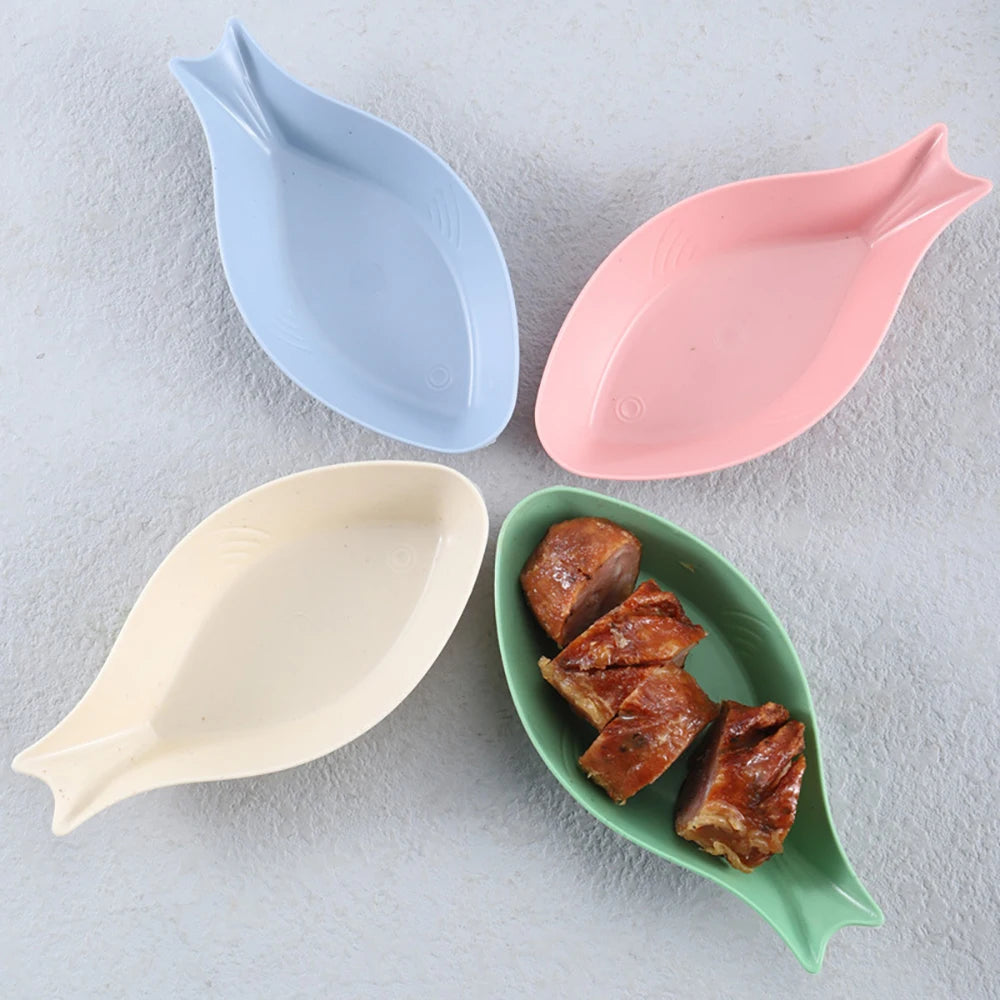 6PCS Wheat Straw Seasoning Dish Household Kitchen Creative Dipping Snack Dish Plastic Small Plate Tableware
