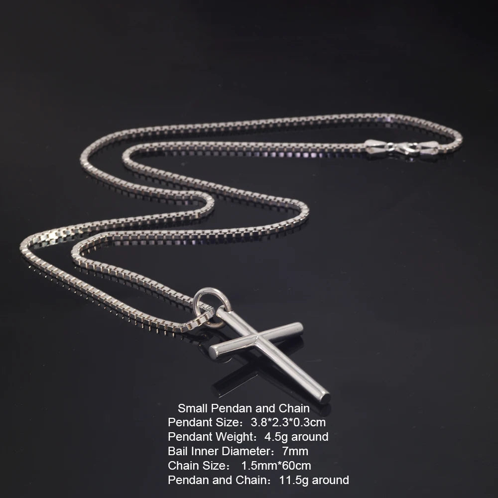 Real Solid 925 Sterling Silver Cross Pendant For Men And Women'S Smooth High Polishing Design Jesus Christ Jewelry