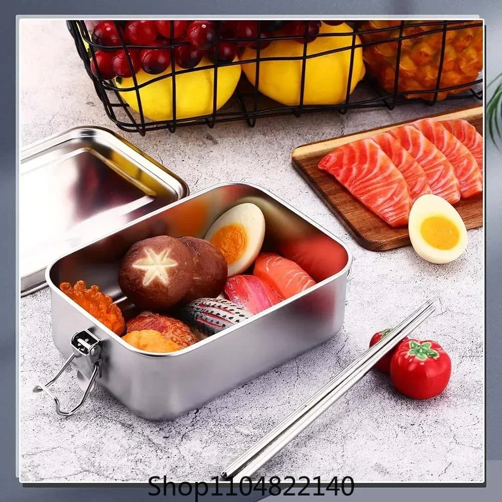 Fiambrera Bento de acero inoxidable, recipientes de almacenamiento de alimentos de metal con cierres de seguridad, fiambreras para el trabajo o la escuela
