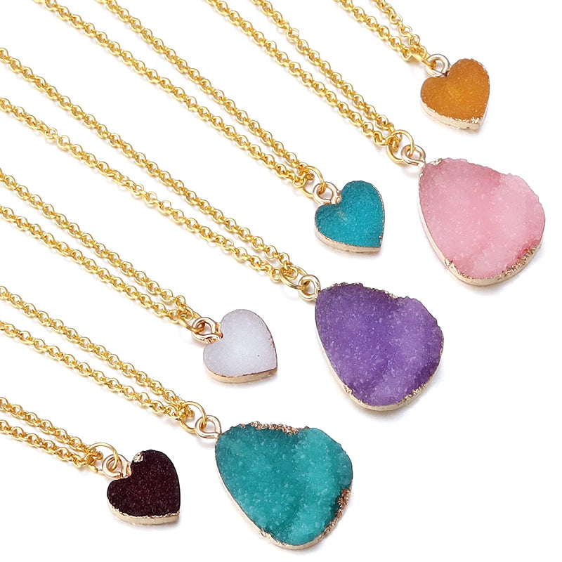 1 Pcs Romantic Colored Love Heart Resin Pendant Stainless Steel Chain Combination Of Temperament Peach Heart Necklace