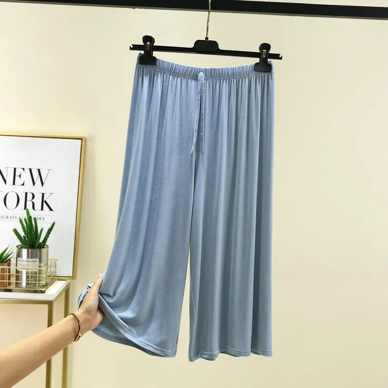 Women's Modal Wide Leg Lounge Shorts - High Waist Loose Fit Casual