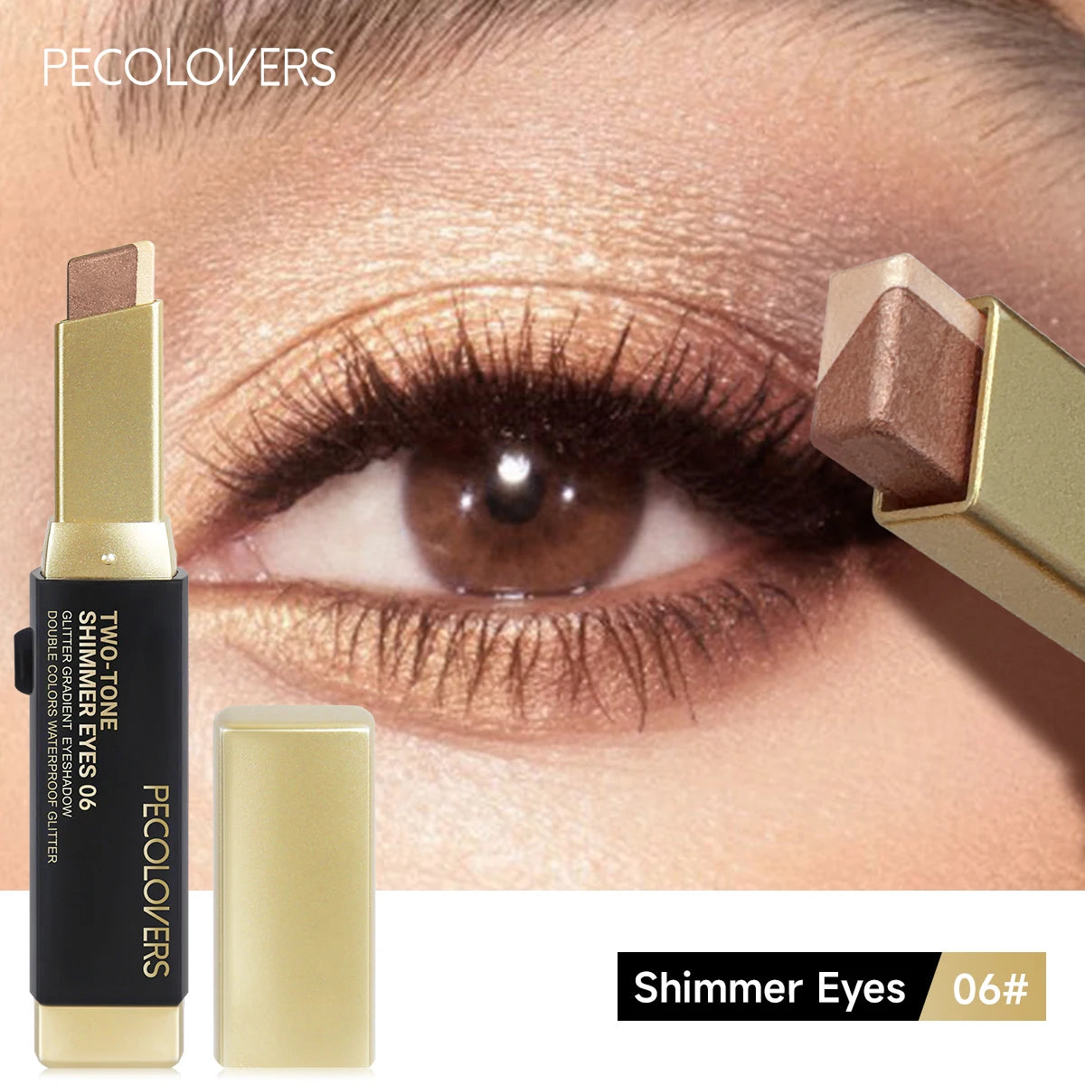 Dual Color Eyeshadow Stick Waterproof Glitter Metallic Shadow Long Lasting For Bold Eye Looks