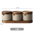Vintage Ceramic Seasoning Jar Japanese Style Home Kitchen Salt Chili Sugar Jar Oil Pot Wooden Lid Spice Kitchen Utensils Modern