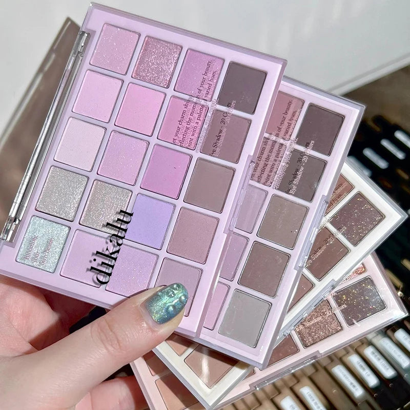 DIKALU 20-Color Korean Low Saturation Eyeshadow Tray Matte Waterproof Brown Pink Eye Shadow Palette Long-lasting Daily Makeup