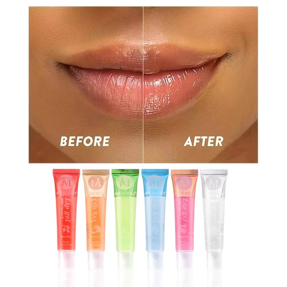 6Pcs Fruit Flavor Lip Oil Set - Moisturizing Plumping Lip Gloss