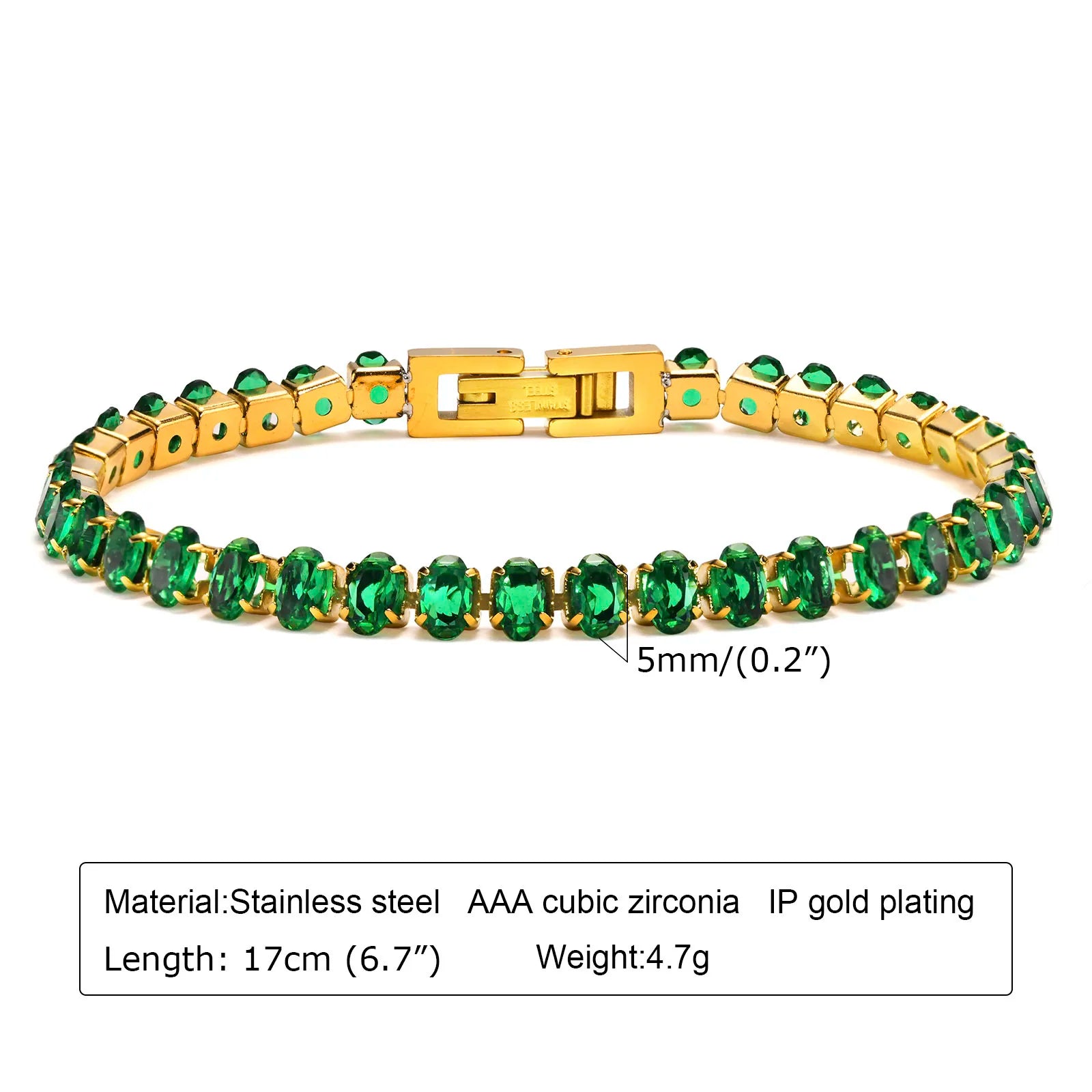 Retro Green Zircon Pendant Necklace For Women'S, Crystal Stone Chain Stainless Steel Gold Plated Luxury Birthday Gifts