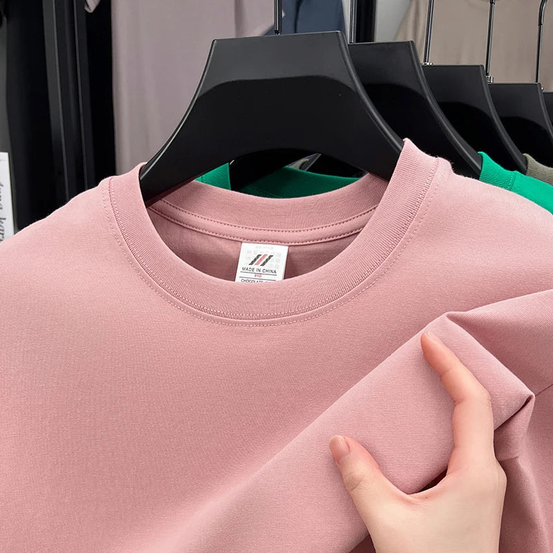 Men's Pure Cotton Casual T-Shirt - Short Sleeve Round Neck Solid Top