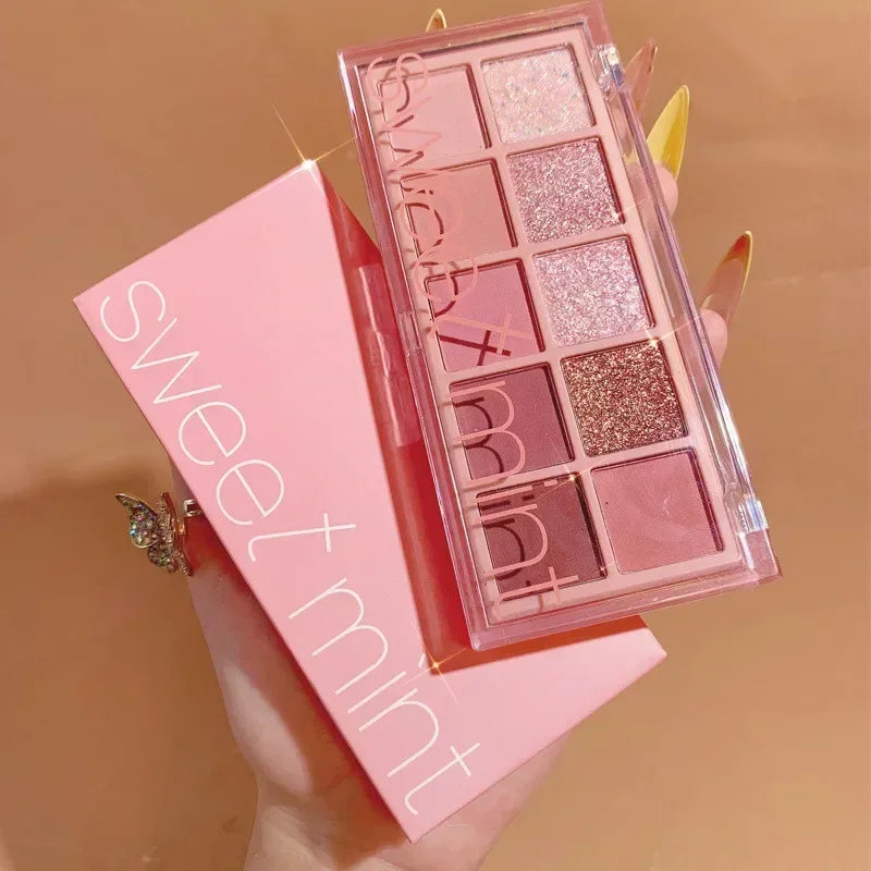 10 Colors Eye Shadow Palette Glitter Pearly Eyeshadow Nude Shiny Long Lasting Waterproof Charming Eyes Make Up Palette Cosmetics