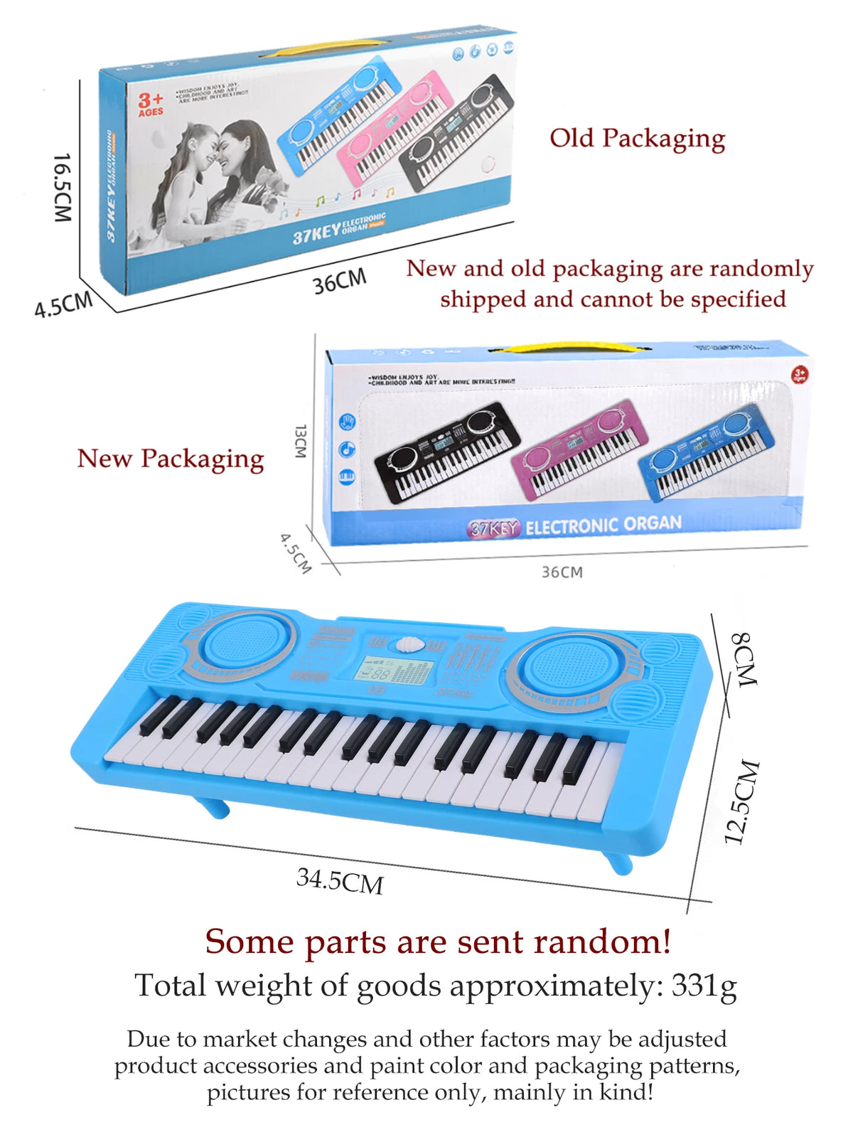 37-Key Portable Electronic Keyboard Piano Toy for Kids