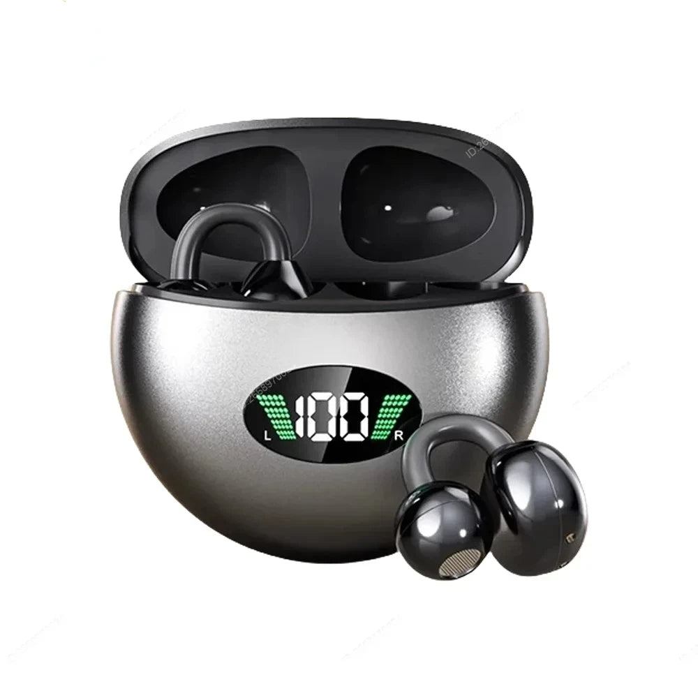 Ariettie Q71 Wireless Bluetooth Clip-On Earphones - Metal LED Display
