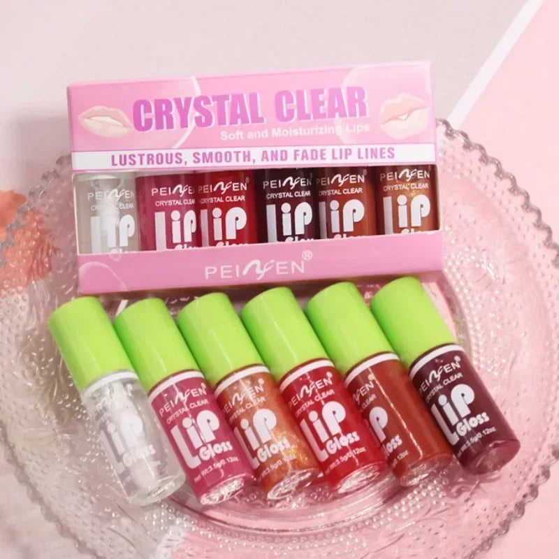 6-Piece Lip Gloss Oil Set,Aloe Vera Liquid Lipstick, Long-Lasting Moisturizing Smudge-Proof Lips Tint ,Non-Sticky Cosmetics
