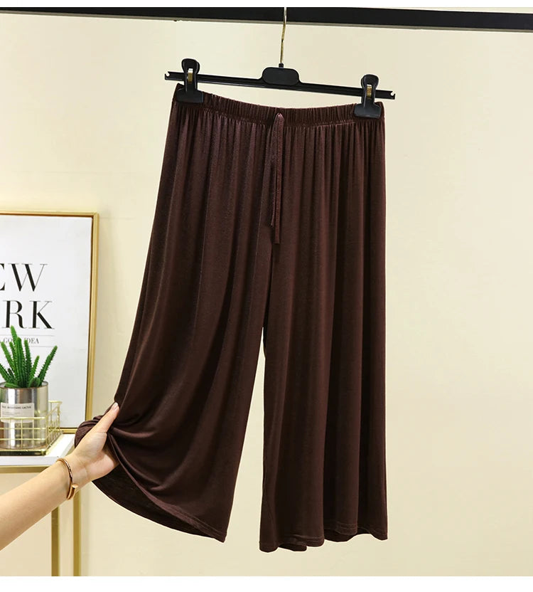 Women's Modal Wide-Leg Pants - High-Waisted Casual Summer Lounge