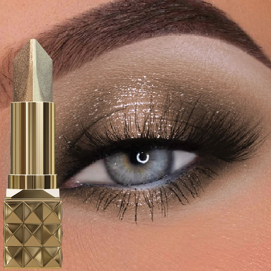 Two Color Eye Shadow Stick Shimmer Glitter Brown Color Dimensional Natural Without Taking Off Makeup Eye Cosmetic For Women'S
