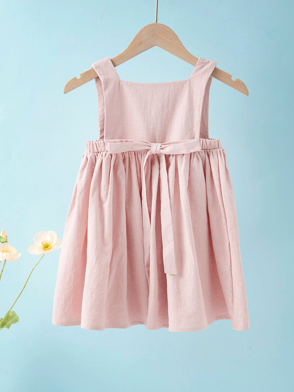 Summer Girls' Dress European and American New Solid Color Pleated Dress Sleeveless Cotton Children's Princess Dress
