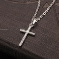Luxury Zircon Cross Pendants Necklace Fashion Light Silver Color For Men Women'S Jewelry Chain Accessory