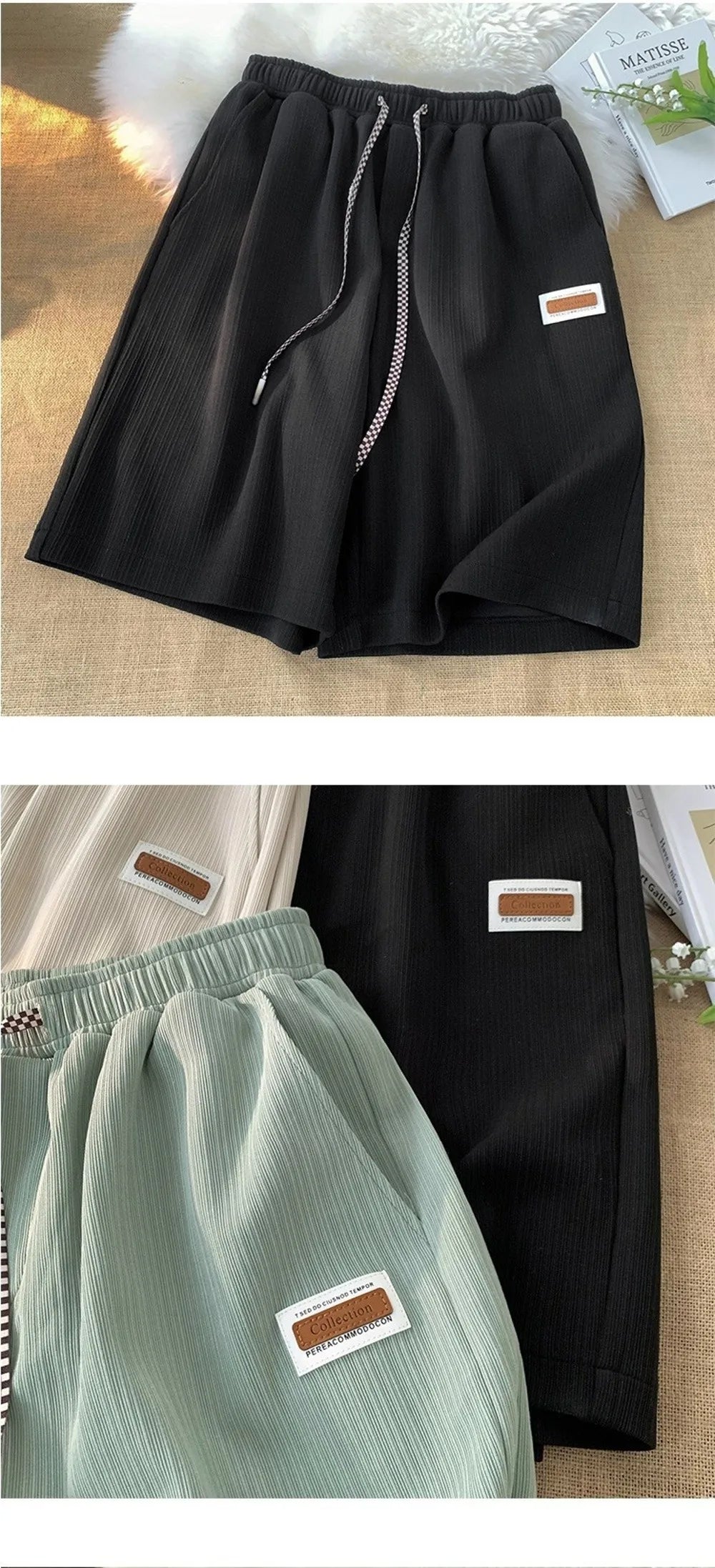 Trendy Thin Shorts for Men Elastic Waist Drawstring Summer Shorts Loose Breathable Running Shorts Summer Wear