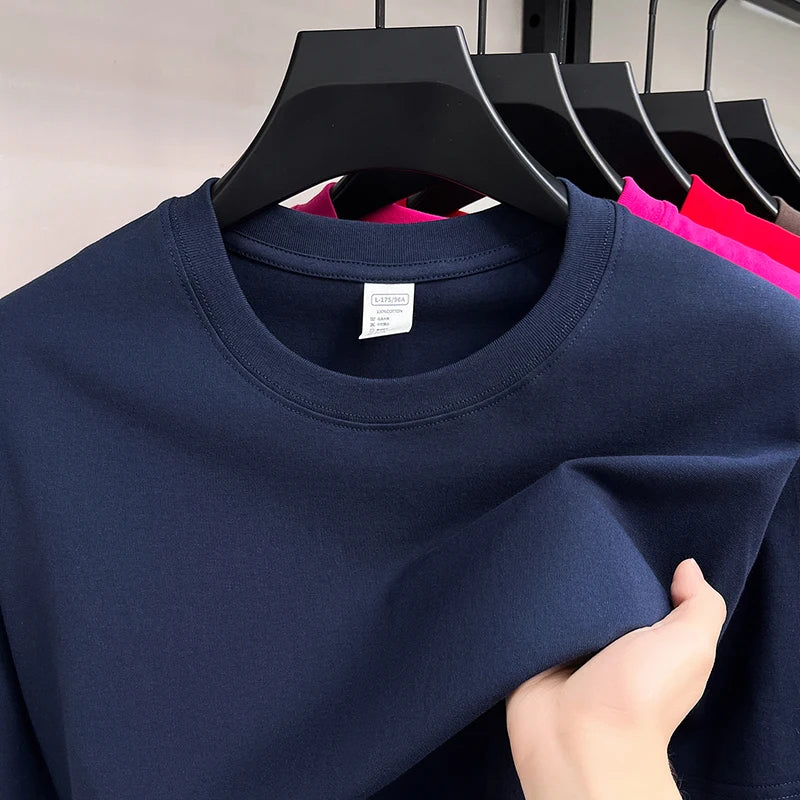 Men's 100% Cotton Short Sleeve T-Shirt - Casual Solid Color O-Neck