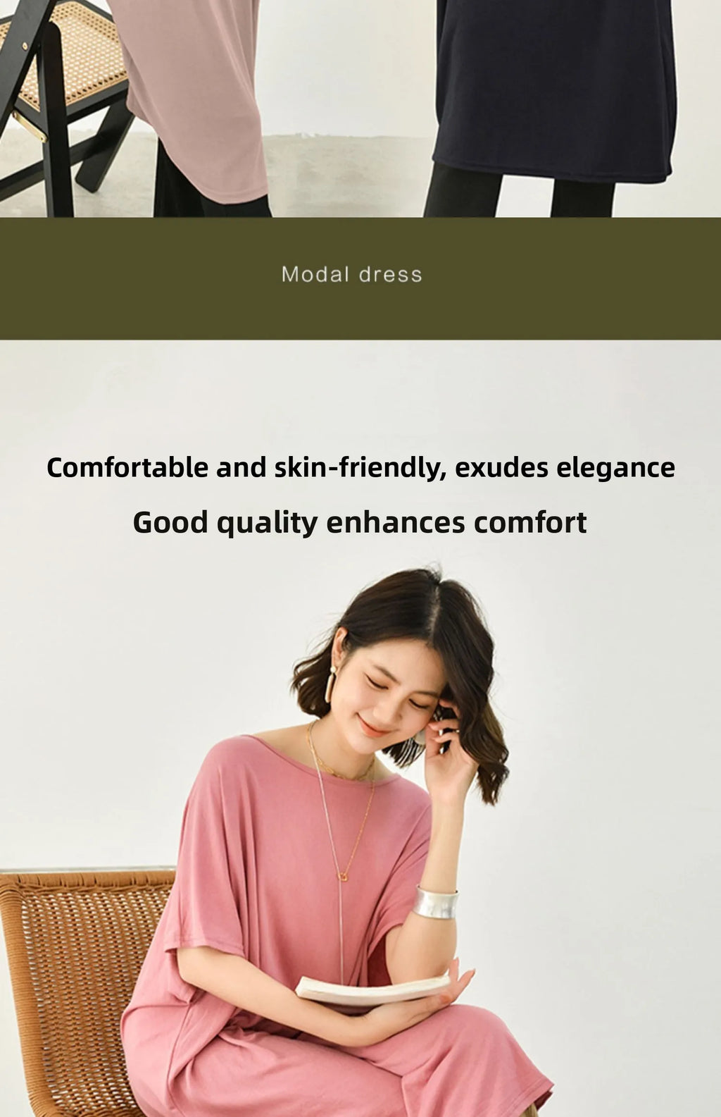 Modal plus Size Loose Short Sleeve Dress Women Summer Thin Casual Home Dress Sleep Dress round Neck A-Line Skirt H-Shape
