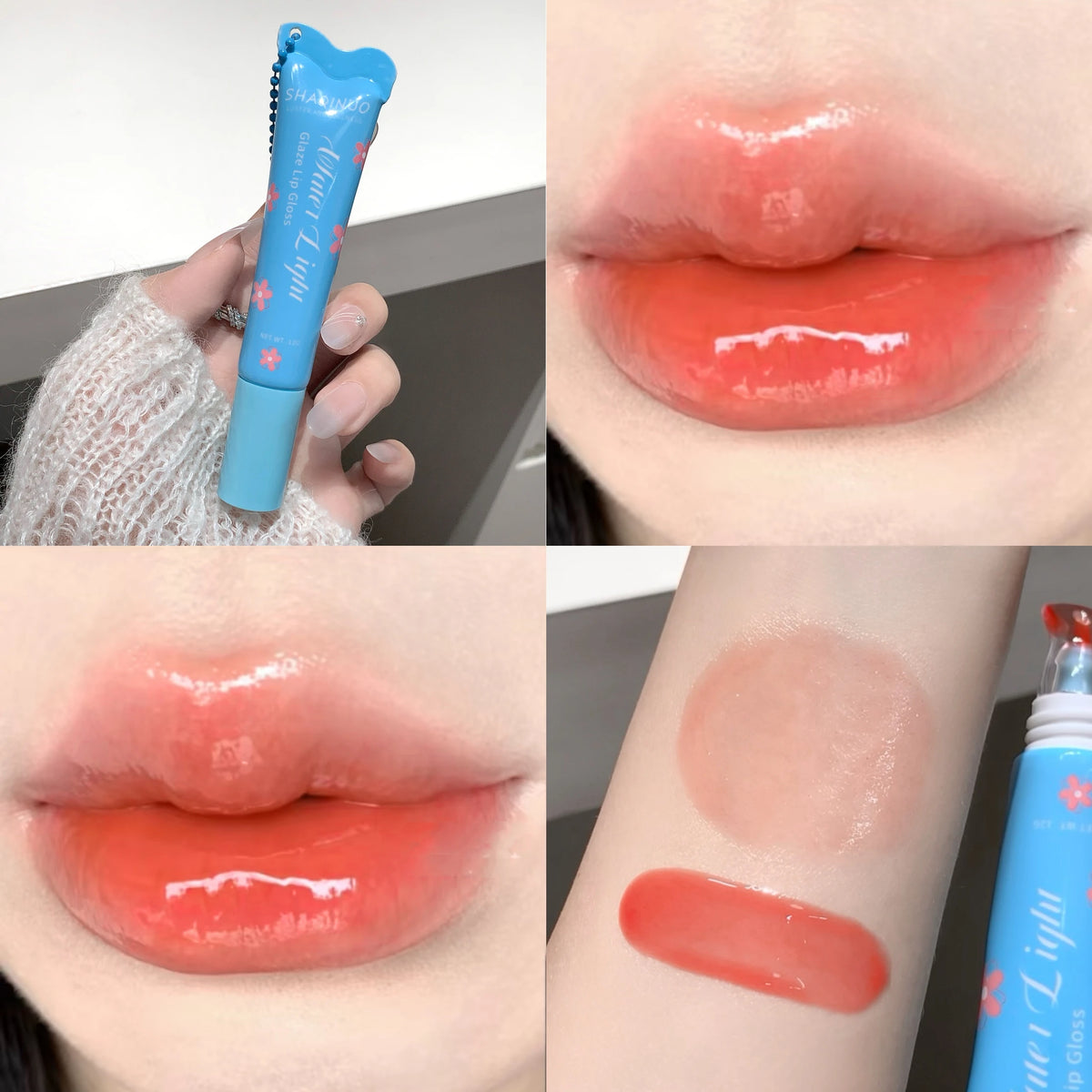 SHAQINUO Glittering Mirror Lip Gloss, Hydrating Shimmer Lip Glaze