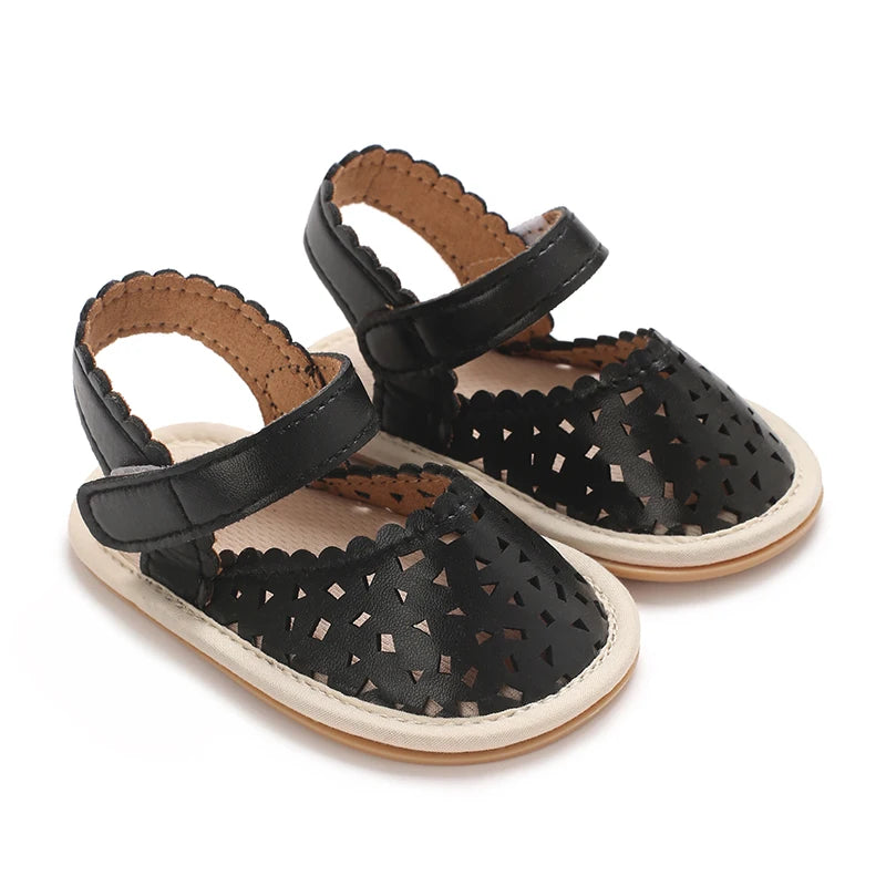 Baby Girls First Walker Sandals - PU Leather Anti-Slip Summer Shoes