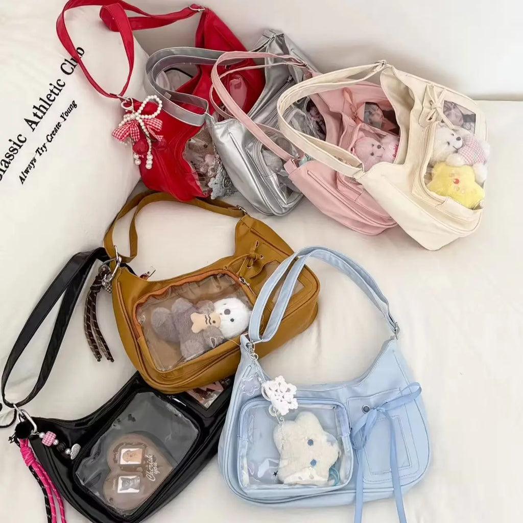 Y2k Harajuku Shoulder Bag Women Korean Transparent Ita Bag School Crossbody Bag Female Japanese Designer Preppy Handbag Purse