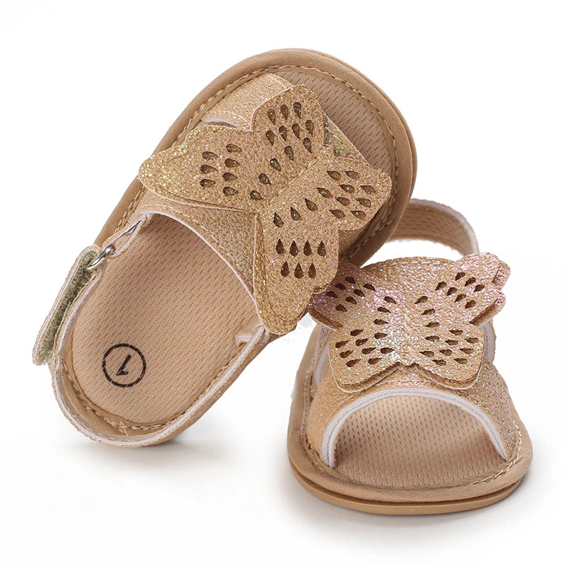 Infant Pre-walker Sandals,Girls Sweet Style Heart Bow Butterfly Decor Sandals,Soft Comfy Multi Color Summer Footwear 0-18 Months