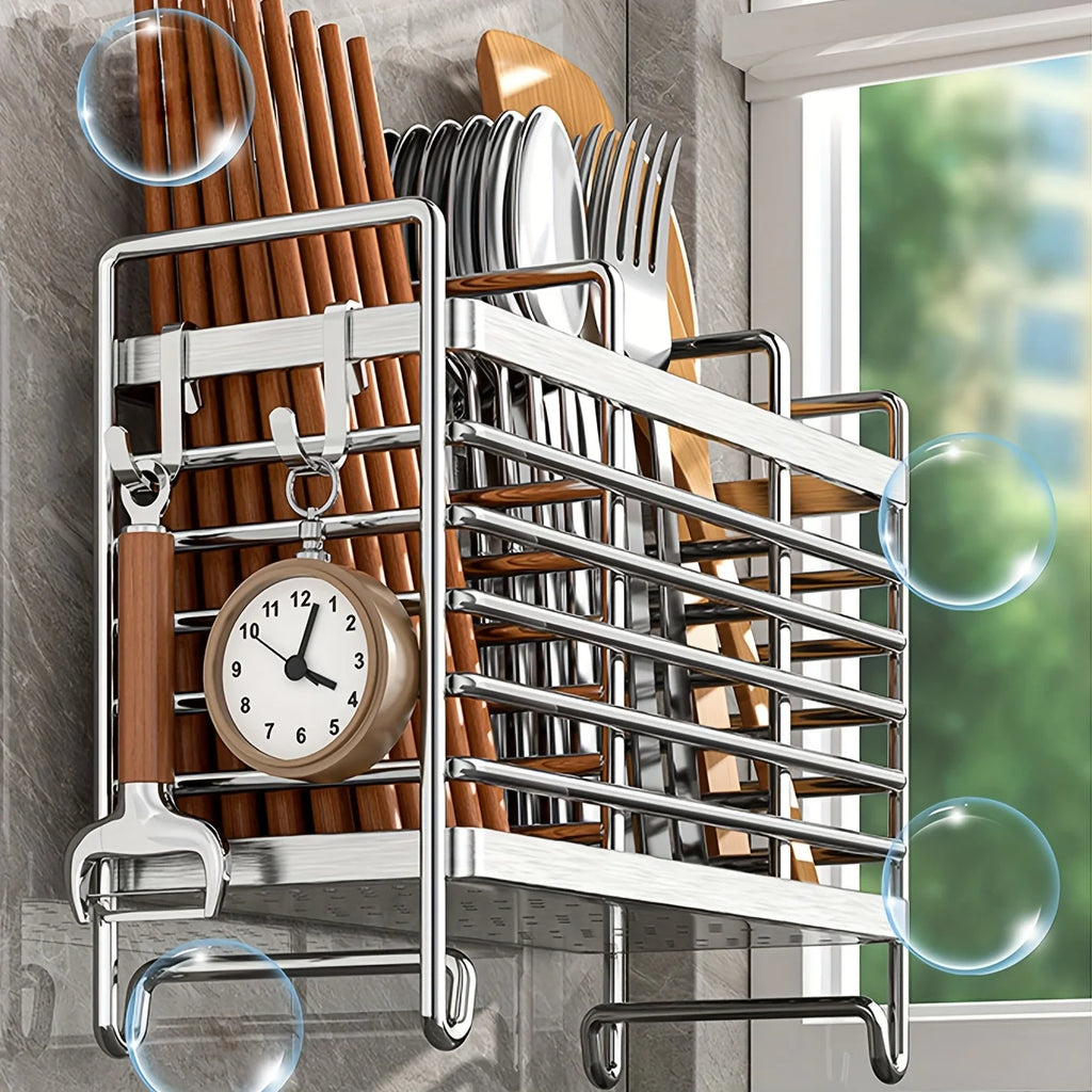 Soporte Utensilios Cocina Pared Sin Taladro Acero Inoxidable Organizador Ahorra Espacio Para Cubiertos De Cocina Ideal Para Espacios Pequeños