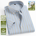 7XL Classic Men's Short Sleeve Shirt 100% Oxford Cotton Casual Plaid Stripe Shirt Business Men's Shirts Short Sleeve Large Size
