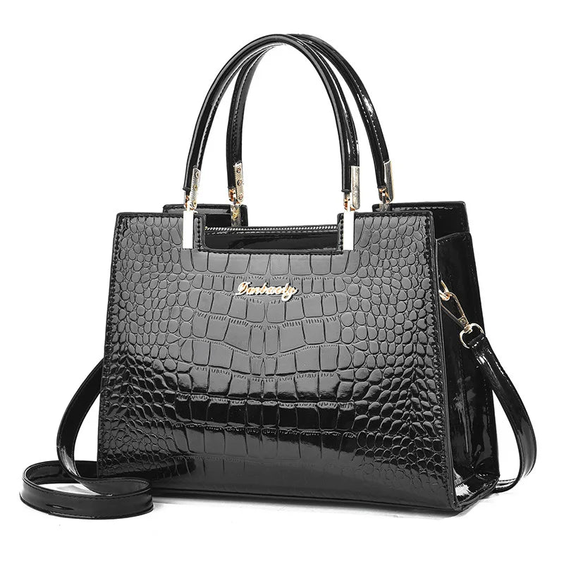 Fall Crocodile Pattern Large for Middle-Aged Women Faionable Briti Sle Leather Capaci Tote Bag Crossbody Handbag