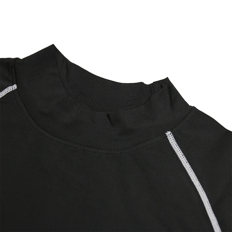 Men's Workout Compression Shirt Turtleneck Long Sleeve Rash Guard Gym Base Layer Athletic Undershirt Gear Sports Shirt